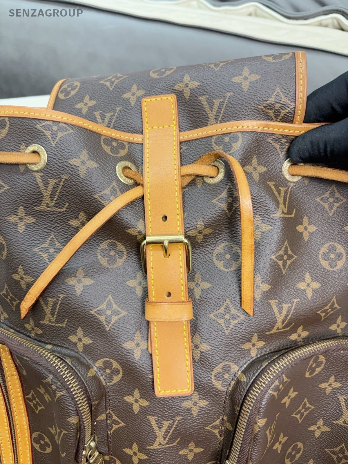 Louis Vuitton Bosphore Monogram Backpack Brown Gold Unisex Adults Classic