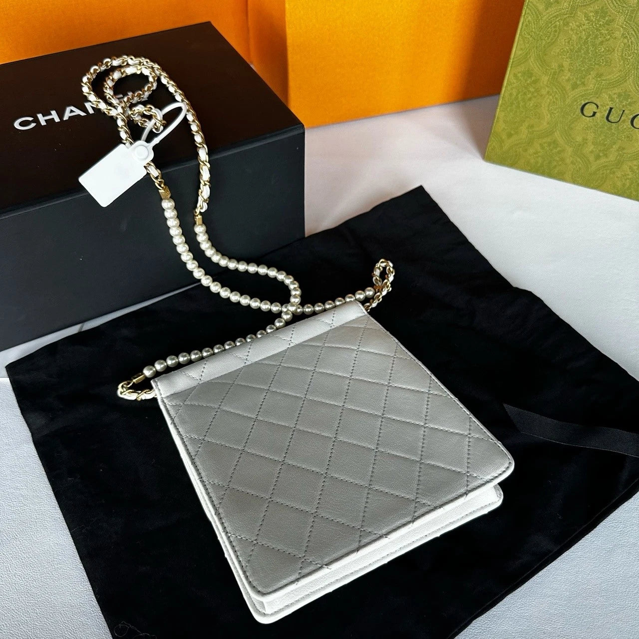 CHANEL White Chain Crossbody Bag For Women
