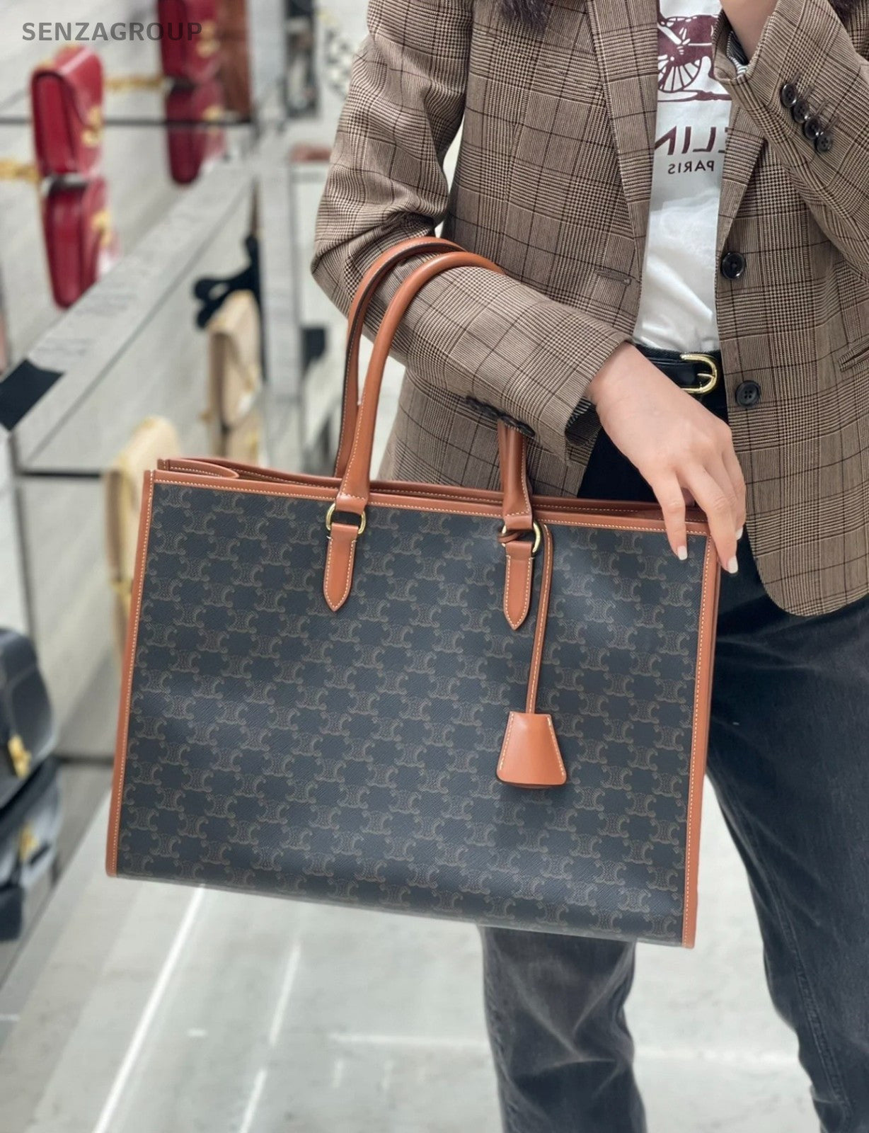 CELINE Triomphe Cabas tote Top Handle Monogram Handbag Briefcase