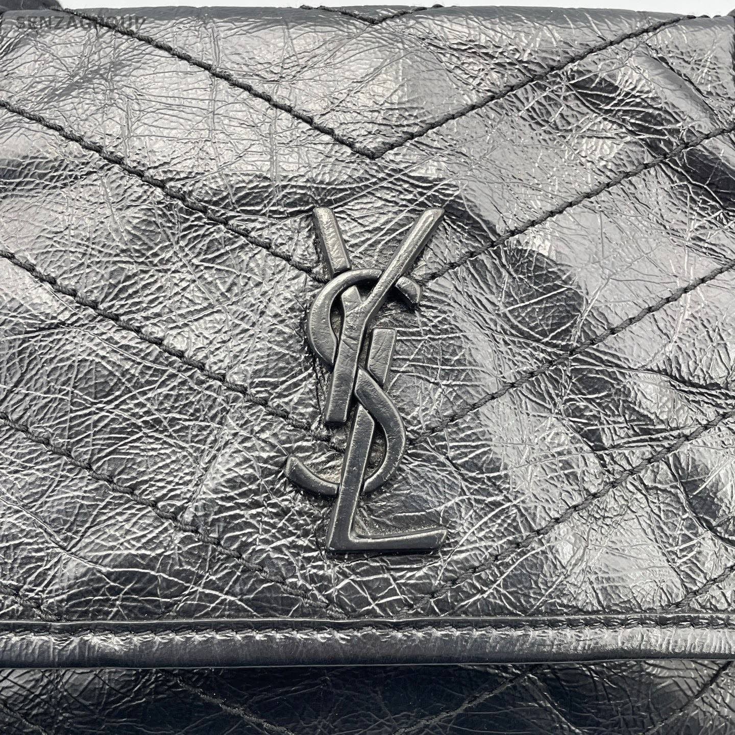 Saint Laurent Niki PM Chain Shoulder Bag Crossbody Black Silver Women Classic