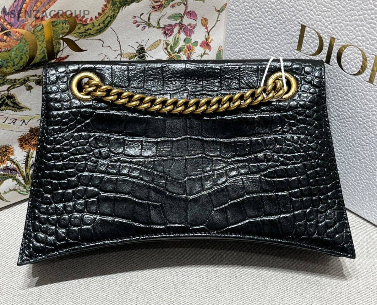 Balenciaga Crush PM Chain Black Gold Shoulder Bag Women Classic Fashion