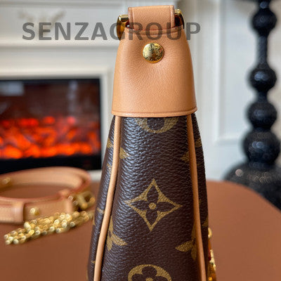 Louis Vuitton Loop Monogram Canvas Chain Shoulder Bag Brown Gold