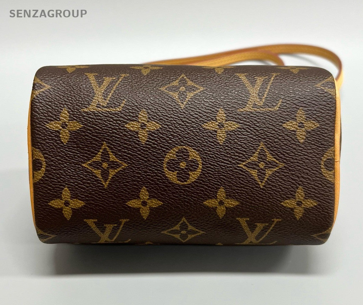 Louis Vuitton Speedy Nano Monogram Top Handle Bag Crossbody Brown Gold Women