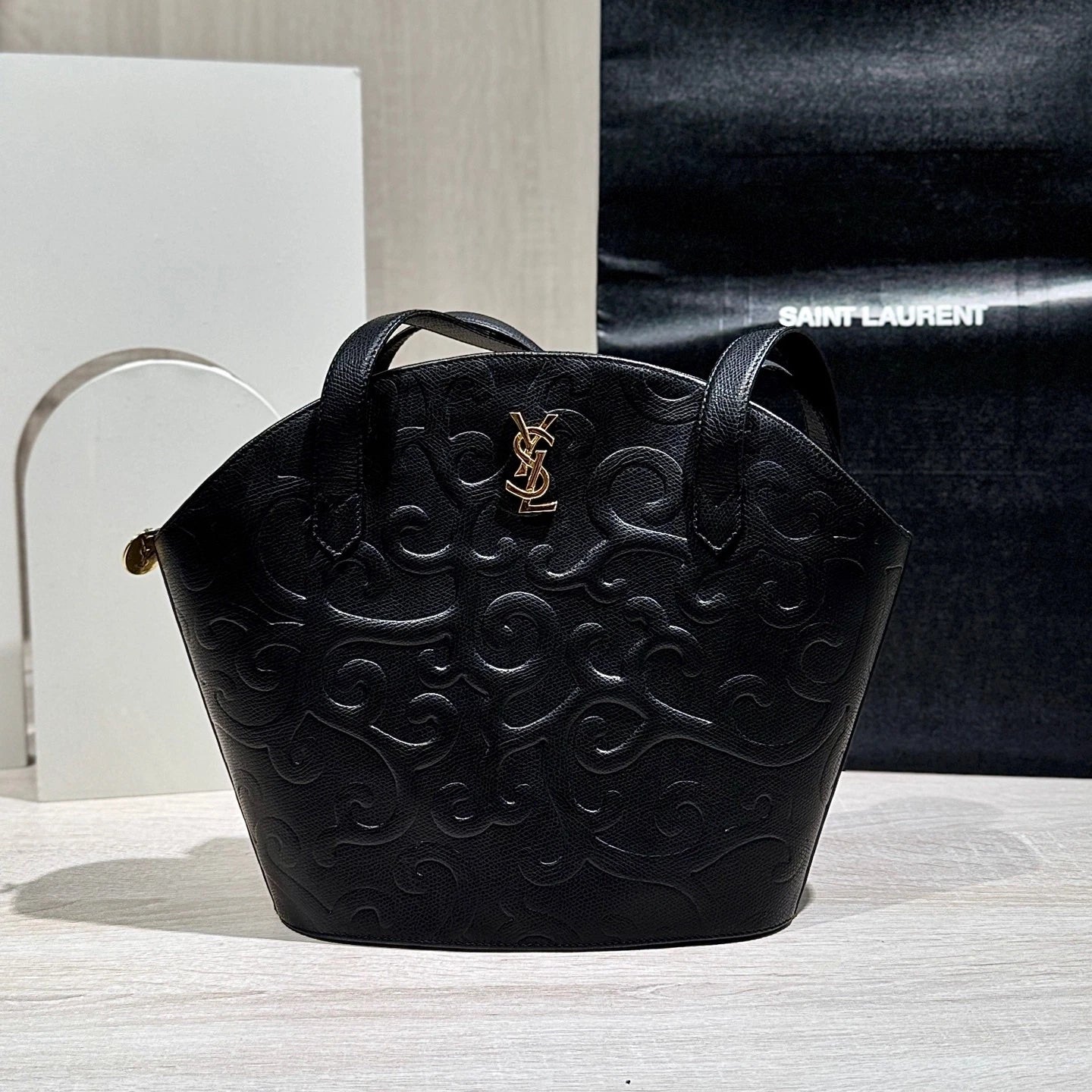 YSL Black Quilted Leather Shoulder Shell Bag For Women