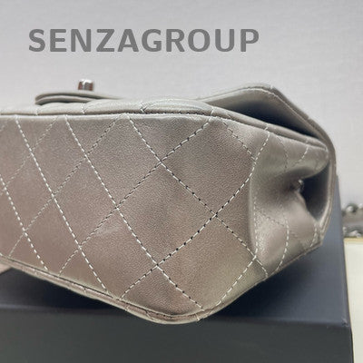 Chanel Classic Flap Mini Silver Quilted Chain Shoulder Bag Women