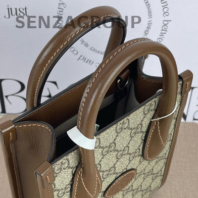 Gucci GG Retro Brown Mini Tote Crossbody Shoulder Bag for Women