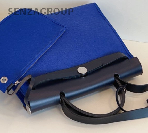 Hermes Herbag31 Shoulder Bag Crossbody Blue Silver Unisex Adults Classic Fashion