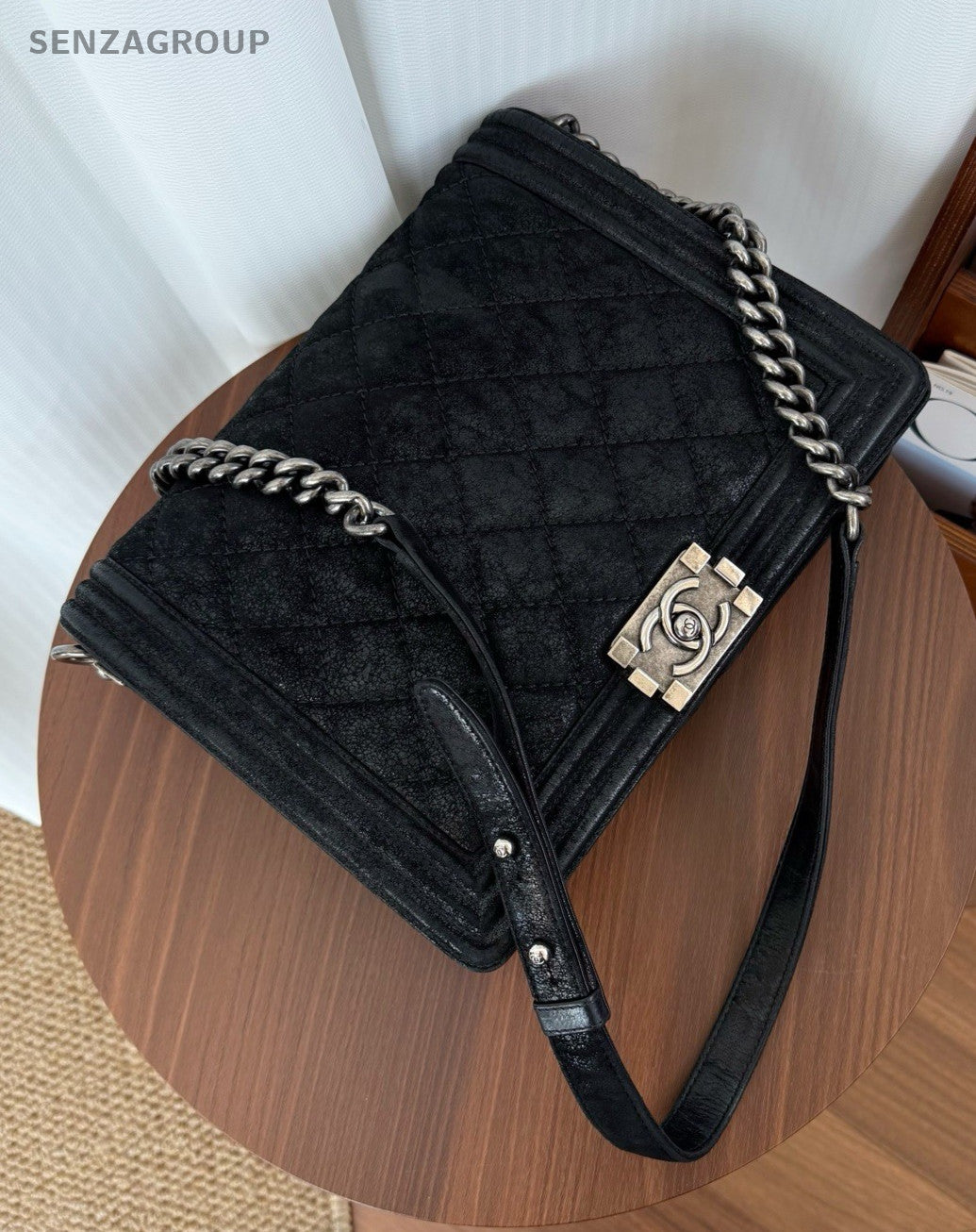 CHANEL Leboy GM CC Chain Shoulder bag Black Silver Women