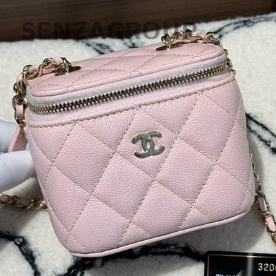 Chanel Pink Gold Hardware Calfskin Vanity Case Chain Crossbody Bag