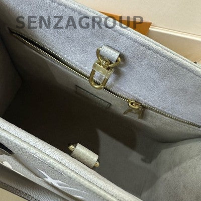 Louis Vuitton Monogram Onthego GM Tote Bag Grey Gold Women's Fashion