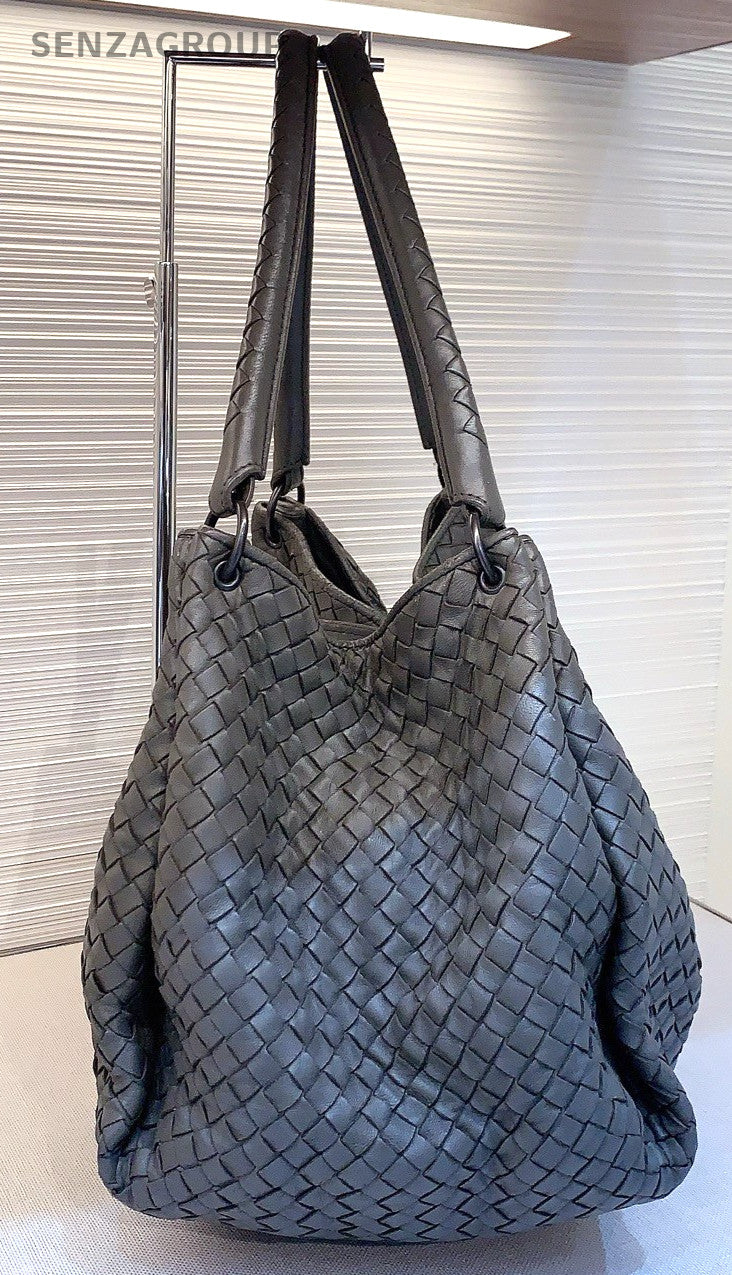 Bottega Veneta Weaving Shoulder Handbag Elephant Gray Women