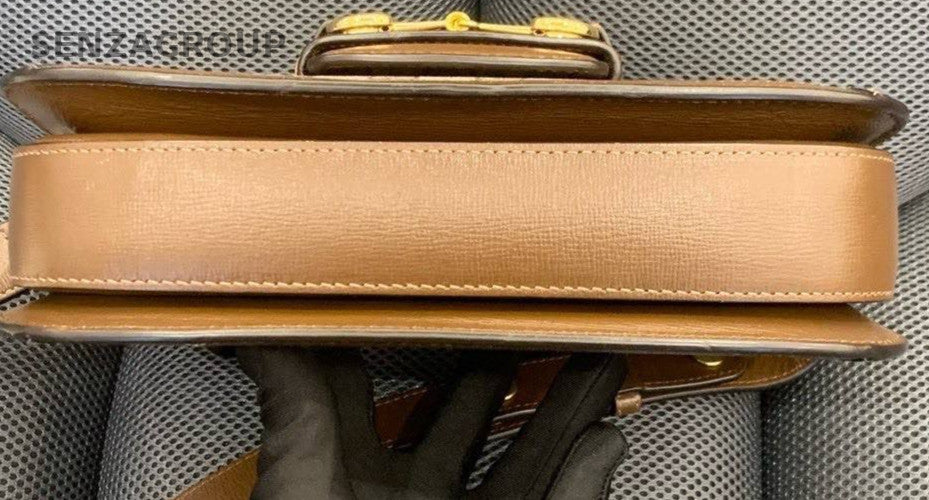 Gucci Horsebit MM Shoulder Bag Brown Gold Used Women Classic Designer