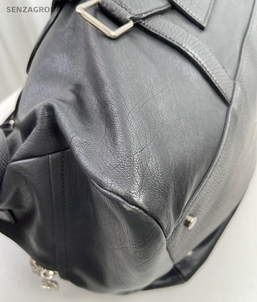 Saint Laurent Duffle 2Way Black Silver Top Handle Bag Shoulder Bag Unisex Adults