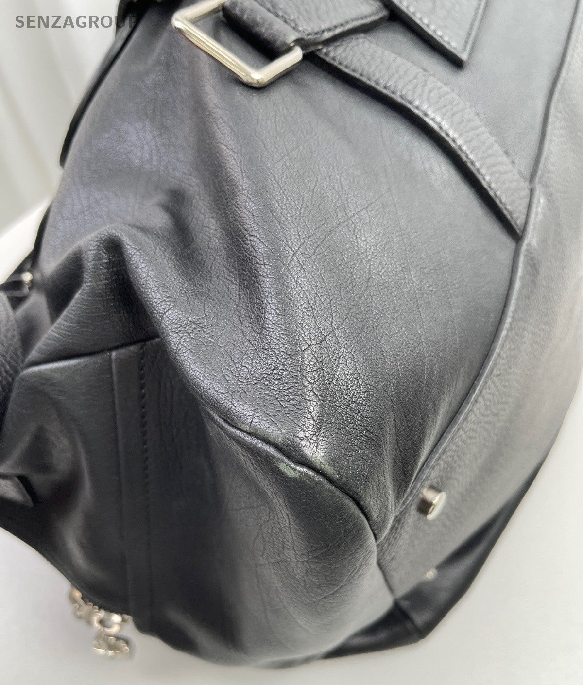 Saint Laurent Duffle 2Way Black Silver Top Handle Bag Shoulder Bag Unisex Adults