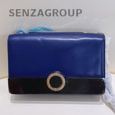 Bvlgari Blue Gold Accordion Chain Shoulder Bag Medium Size Women Fashion