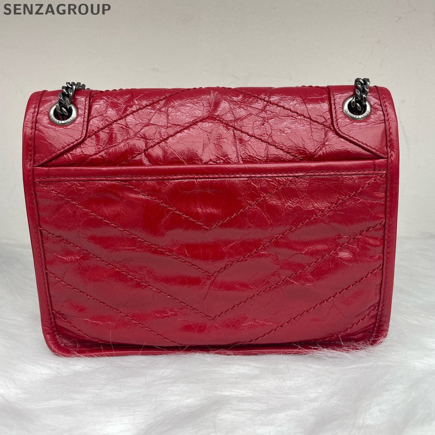 Saint Laurent Red Niki Chain Crossbody Bag Small Classic Women's