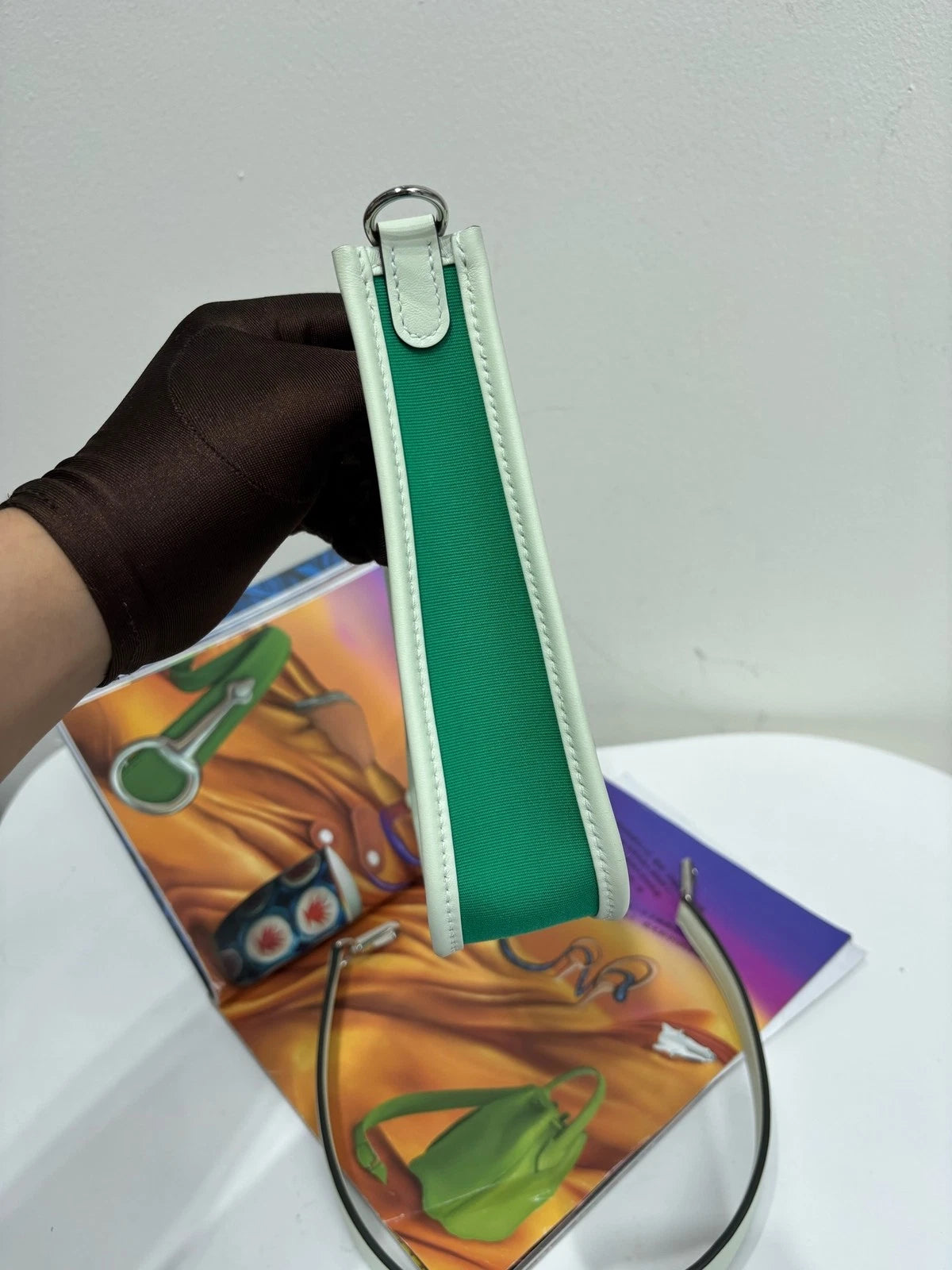 Hermes Mini Evelyne Green Leather Shoulder Bag For Women
