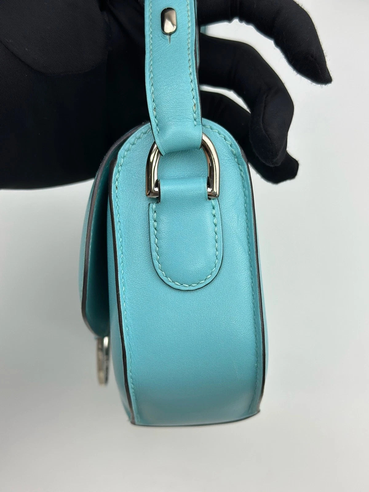 Excellent Hermes Cherche Mini Blue Shoulder Bag Silver Hardware with Dust Bag