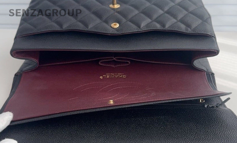Chanel Jumbo Chain Shoulder Bag Crossbody Black Red Used Women Classic