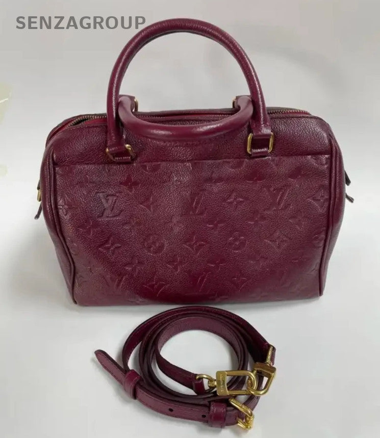 Louis Vuitton Speedy25 Monogram Top Handle Bag Crossbody Purple Gold Women