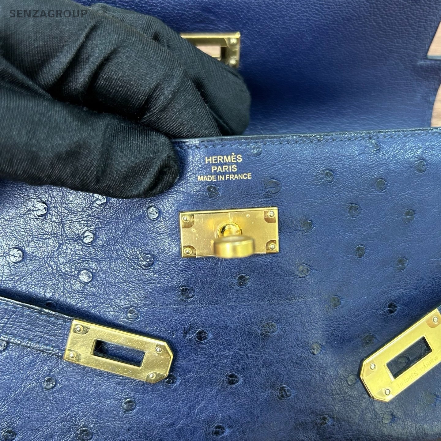 Hermes Kelly Long Wallet Maltese Blue Gold Women