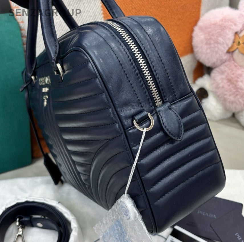 Prada Diagram 2Way Top Handle Bag Crossbody Blue Silver Used Women Classic