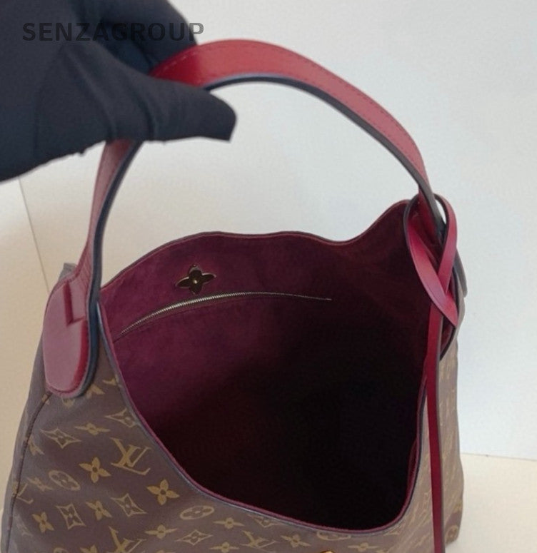 Louis Vuitton Flower Monogram Hobo Shoulder Bag Brown Gold Women Classic