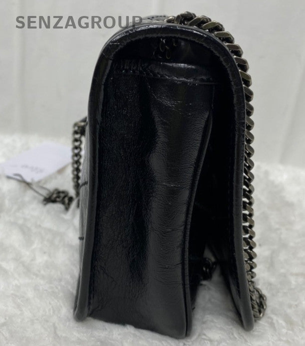 Saint Laurent Niki WOC Chain Shoulder Bag Black Silver Used Women Classic