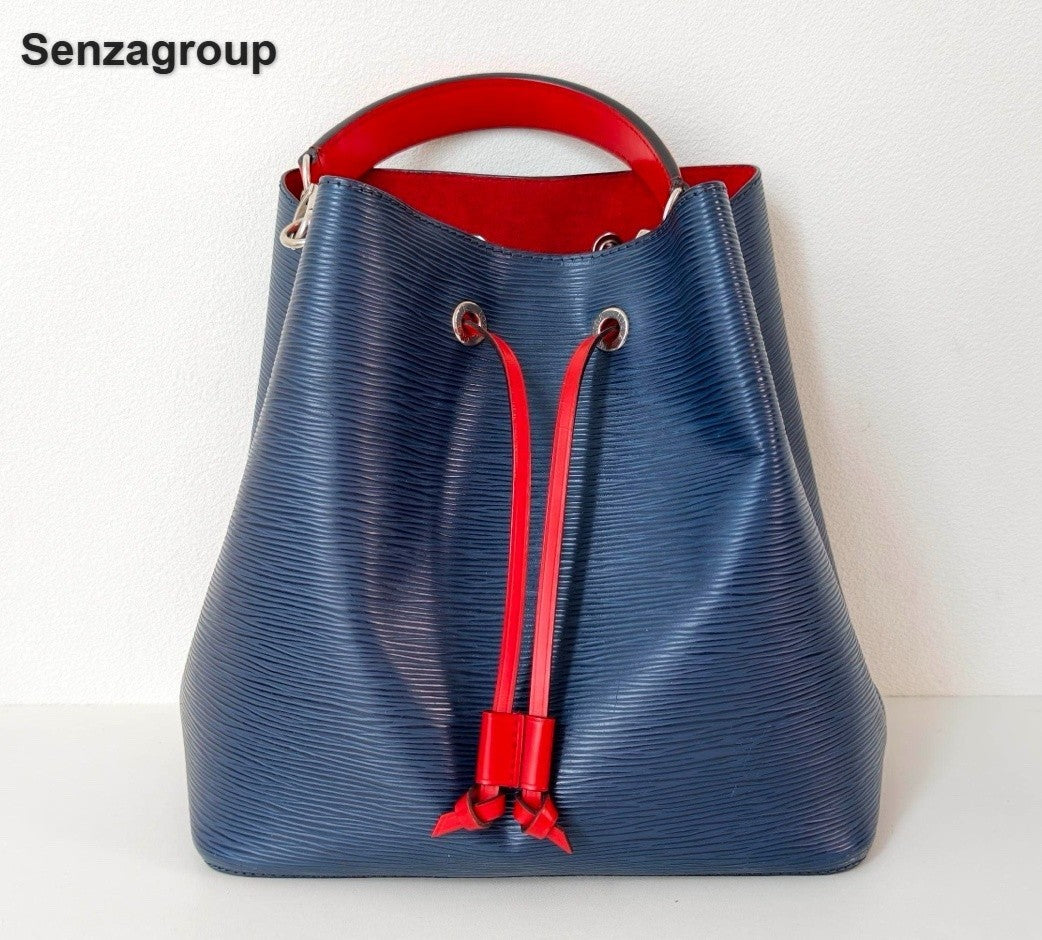 Louis Vuitton Epi Calfskin Bucket Top Handle Shoulder Bag Blue Silver Women