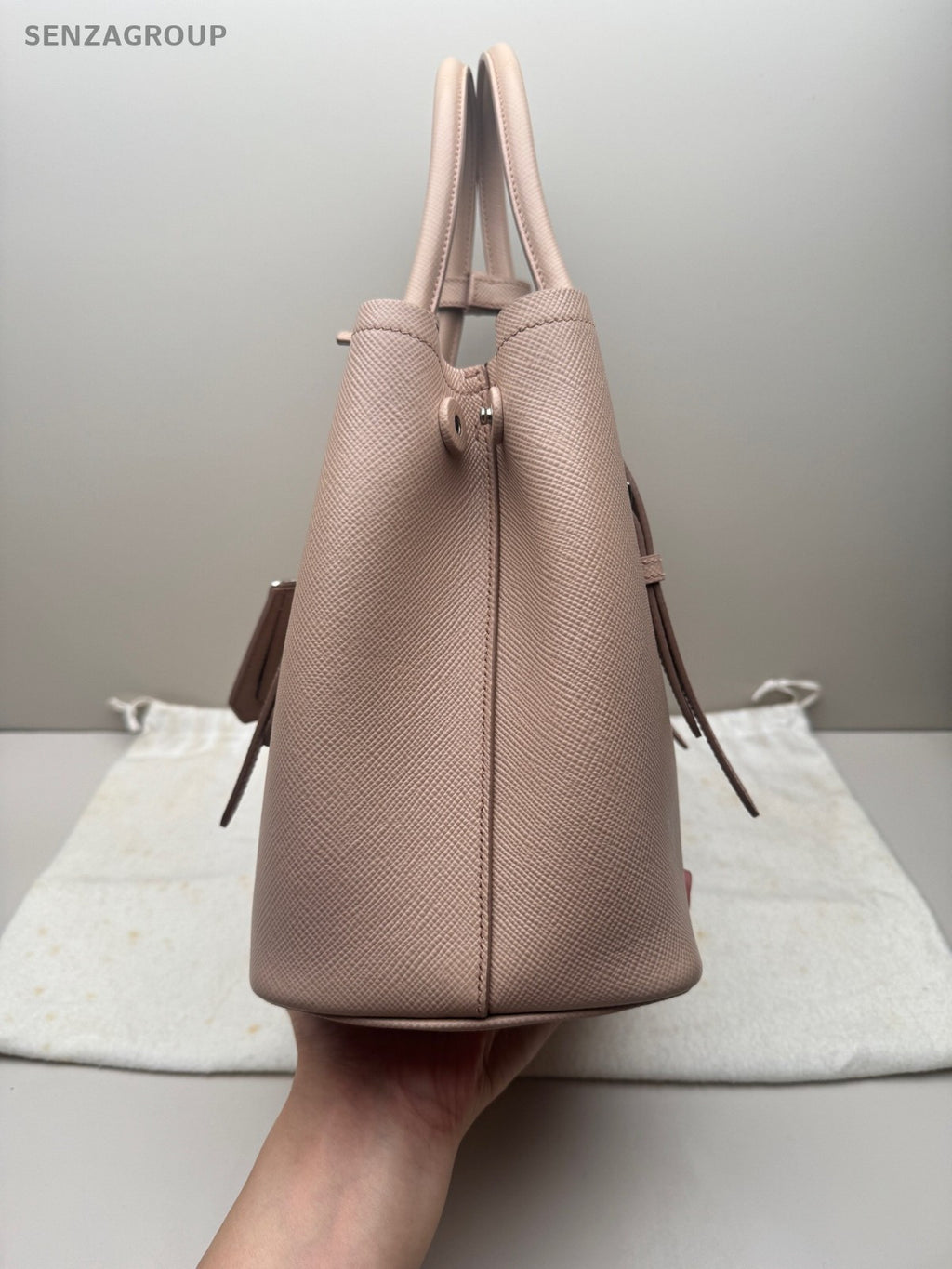PRADA SAFFIANO PM Top Handle Handbag Nude pink Women Classic