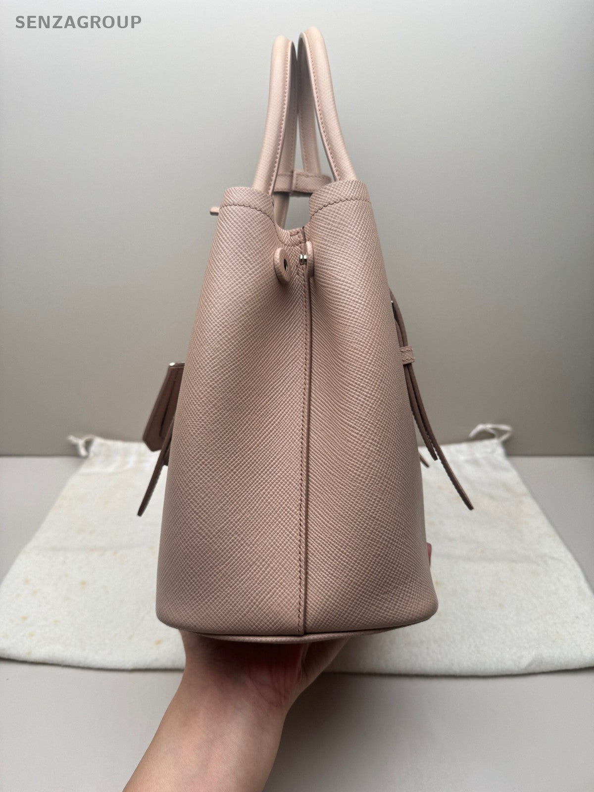 PRADA SAFFIANO PM Top Handle Handbag Nude pink Women Classic
