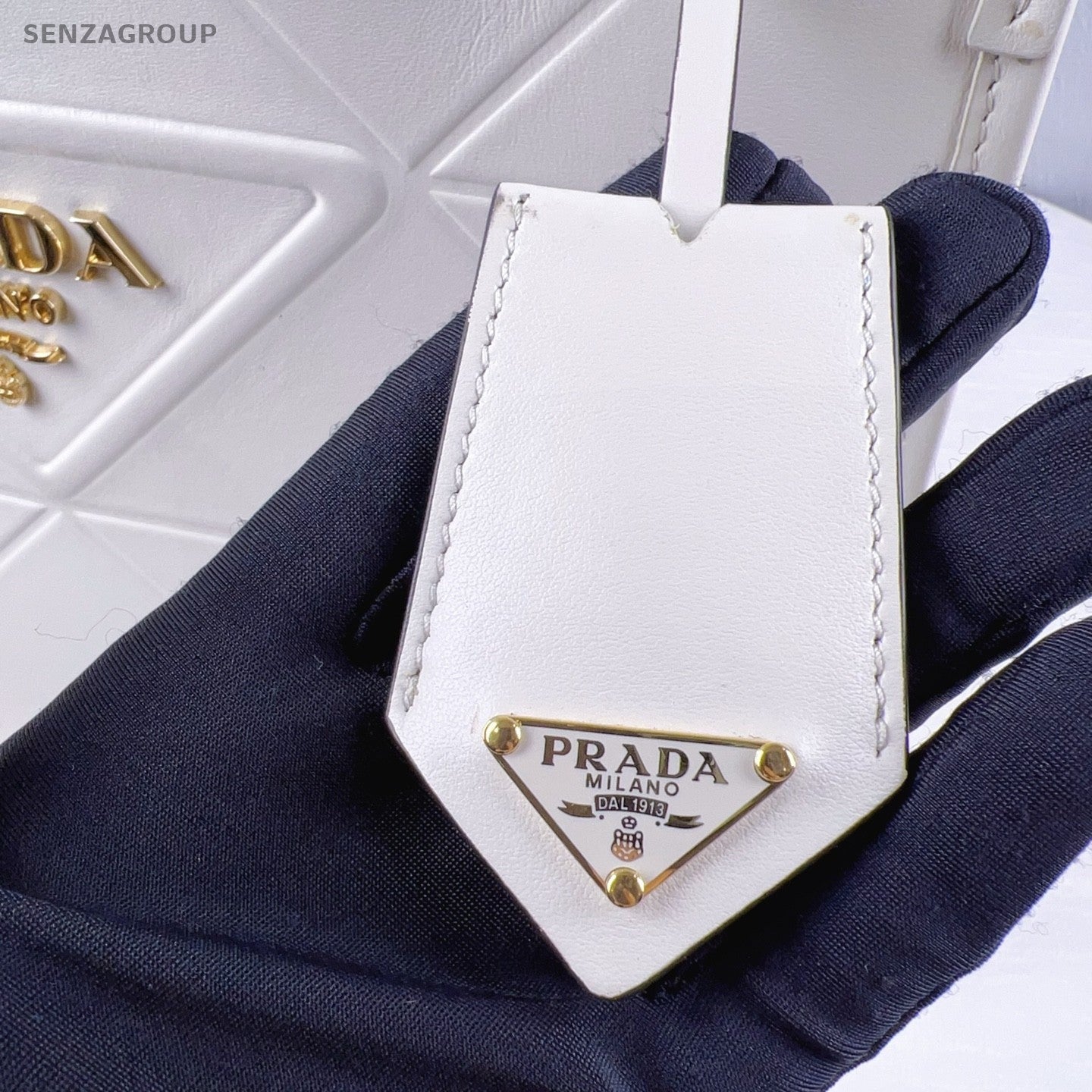 PRADA Symbole Top Handle tote Handbag White Gold Women Almost Brand NEW