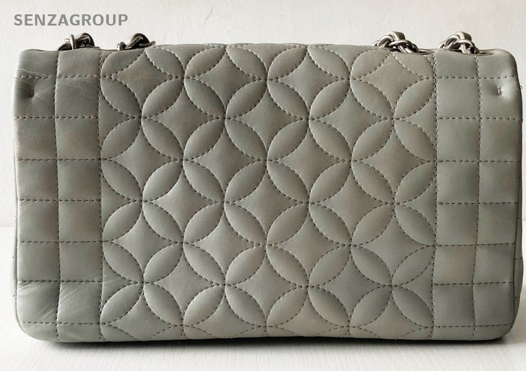 Chanel Classic Flap Mini Chain Shoulder Bag Crossbody Gray Silver Women Designer
