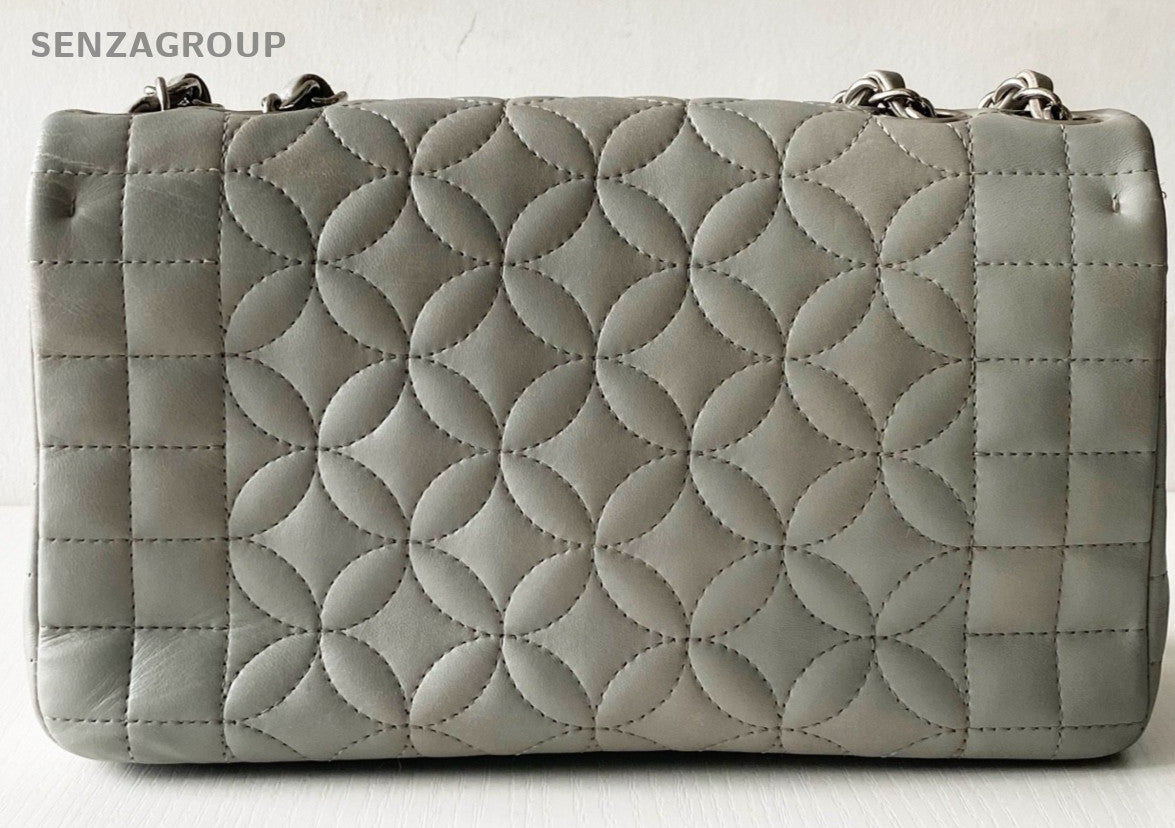 Chanel Classic Flap Mini Chain Shoulder Bag Crossbody Gray Silver Women Designer