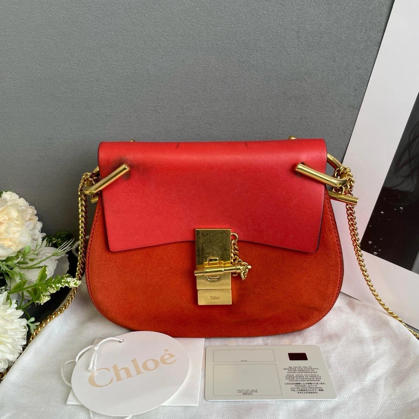 Chloe Red Leather Crossbody Bag For Women