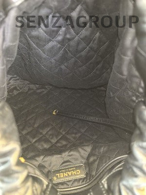 Chanel 22 Chain Backpack Large Calfskin Black Gold Women's Classic Bag