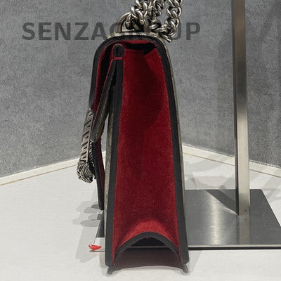 Gucci Dionysus Small Chain Shoulder Crossbody Bag Brown Red Silver