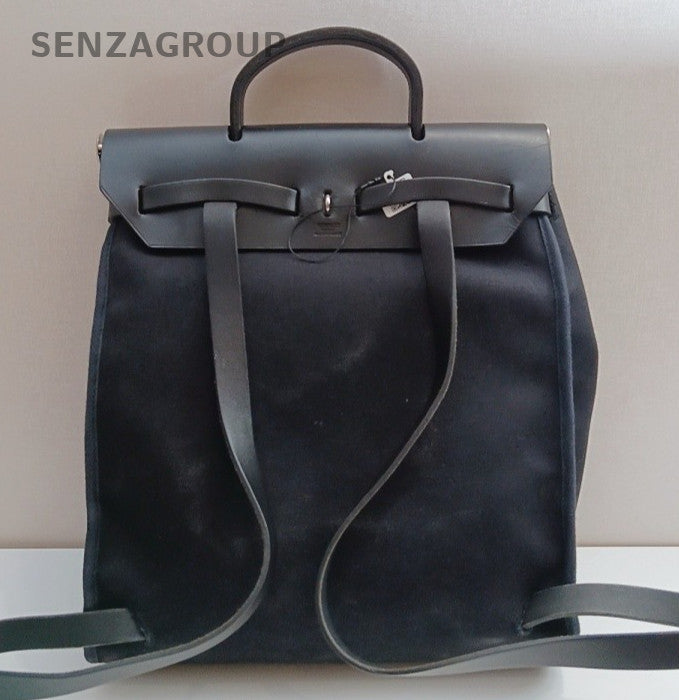 Hermes Herbag Backpack Black Silver Unisex Adults Classic