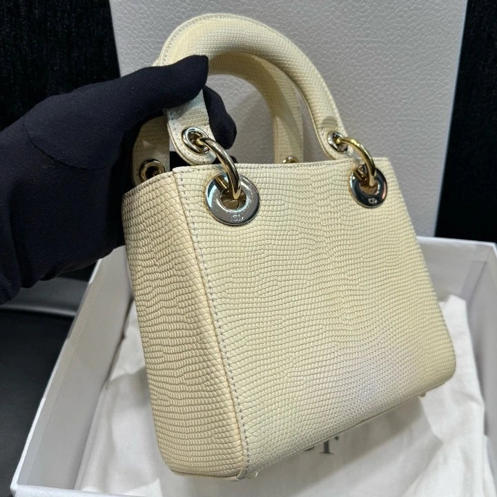 Dior Lady Dior Gold Crossbody Top Handle Excellent