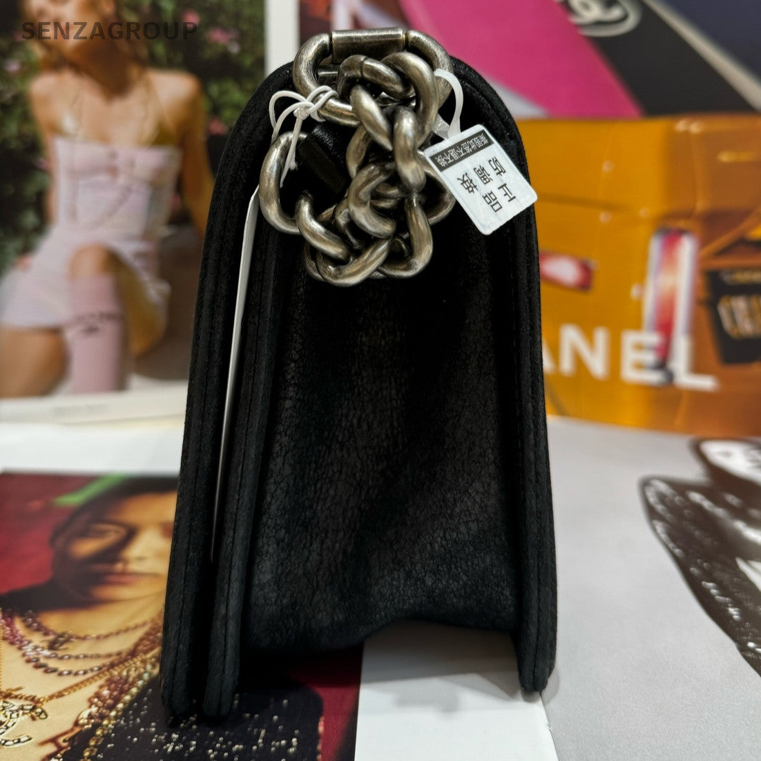 Chanel Le Boy Medium Black Silver Classic Chain Shoulder Crossbody Bag