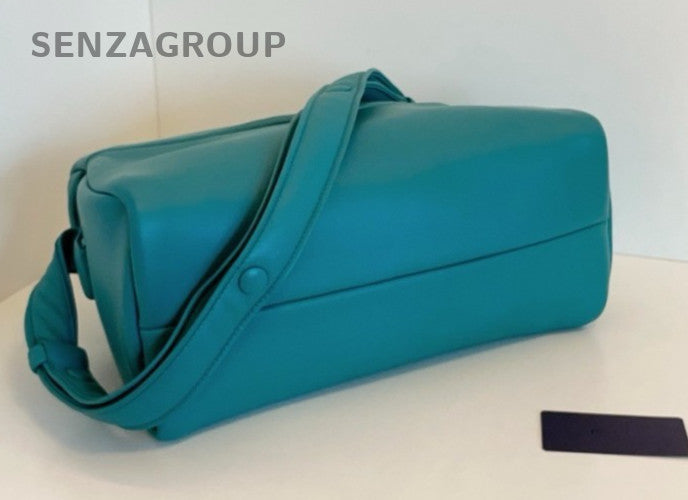 Prada Signaux Leather Puff Shoulder Crossbody Bag Lake Green Almost Brand New