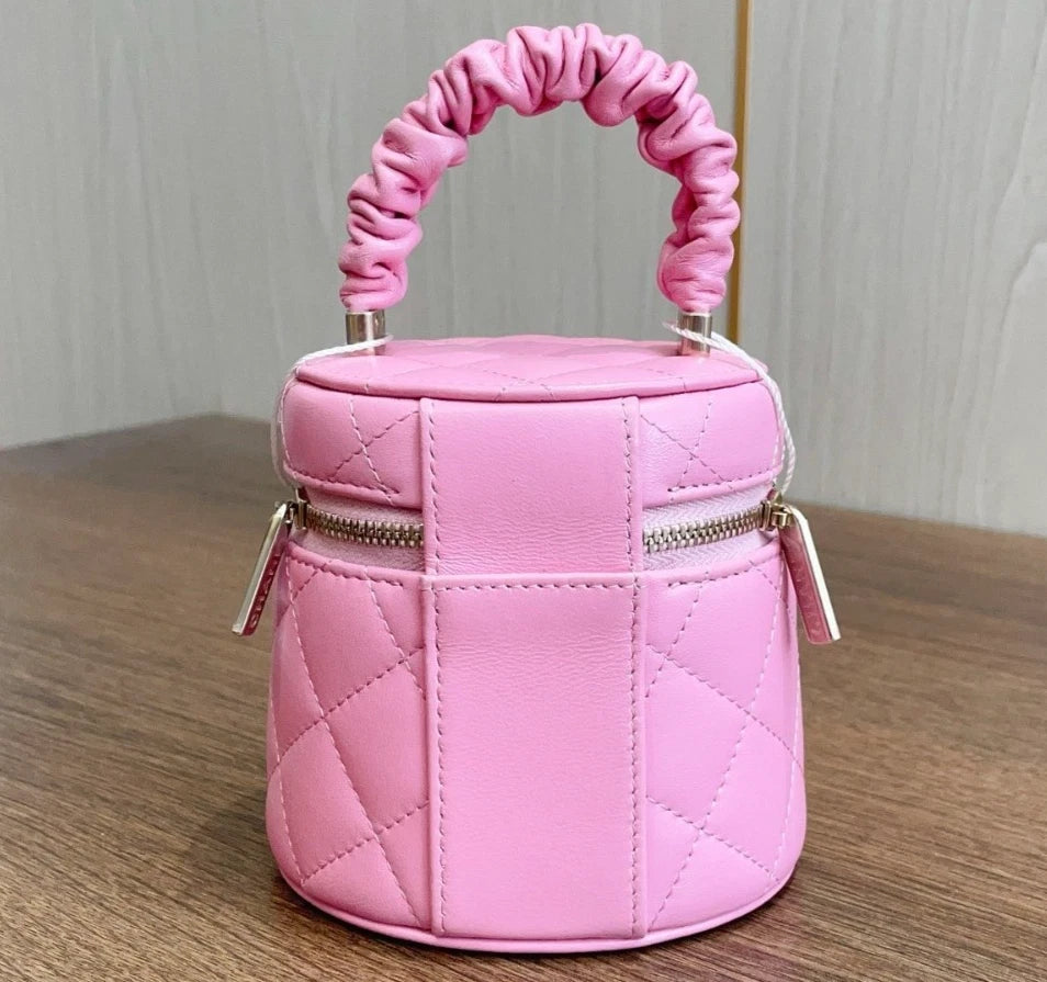 Chanel Bucket Pink Top Handle Bag Gold Hardware Women Fashion