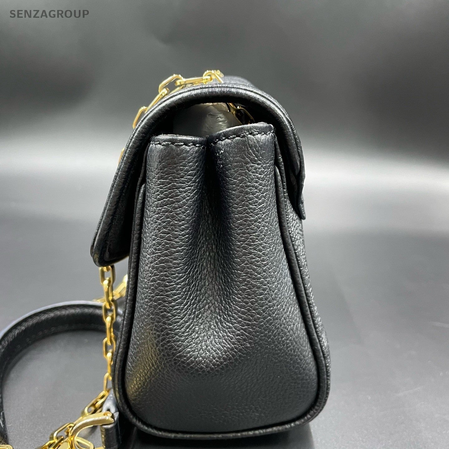Louis Vuitton Monogram Empreinte Chain Shoulder Bag Black Gold Women Classic