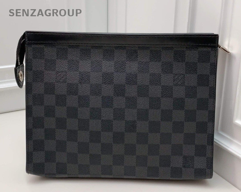 Louis Vuitton Canvas Clutch Handbag Black