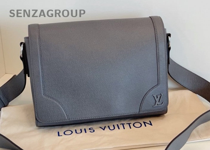 Louis Vuitton District Calfskin PM Shoulder Bag Gray Silver Women Classic
