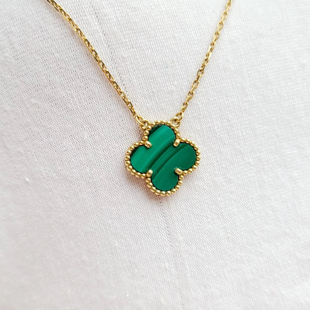 Van Cleef &amp; Arpels Vintage Alhambra Necklace 18K YG Green Malachite Pendant