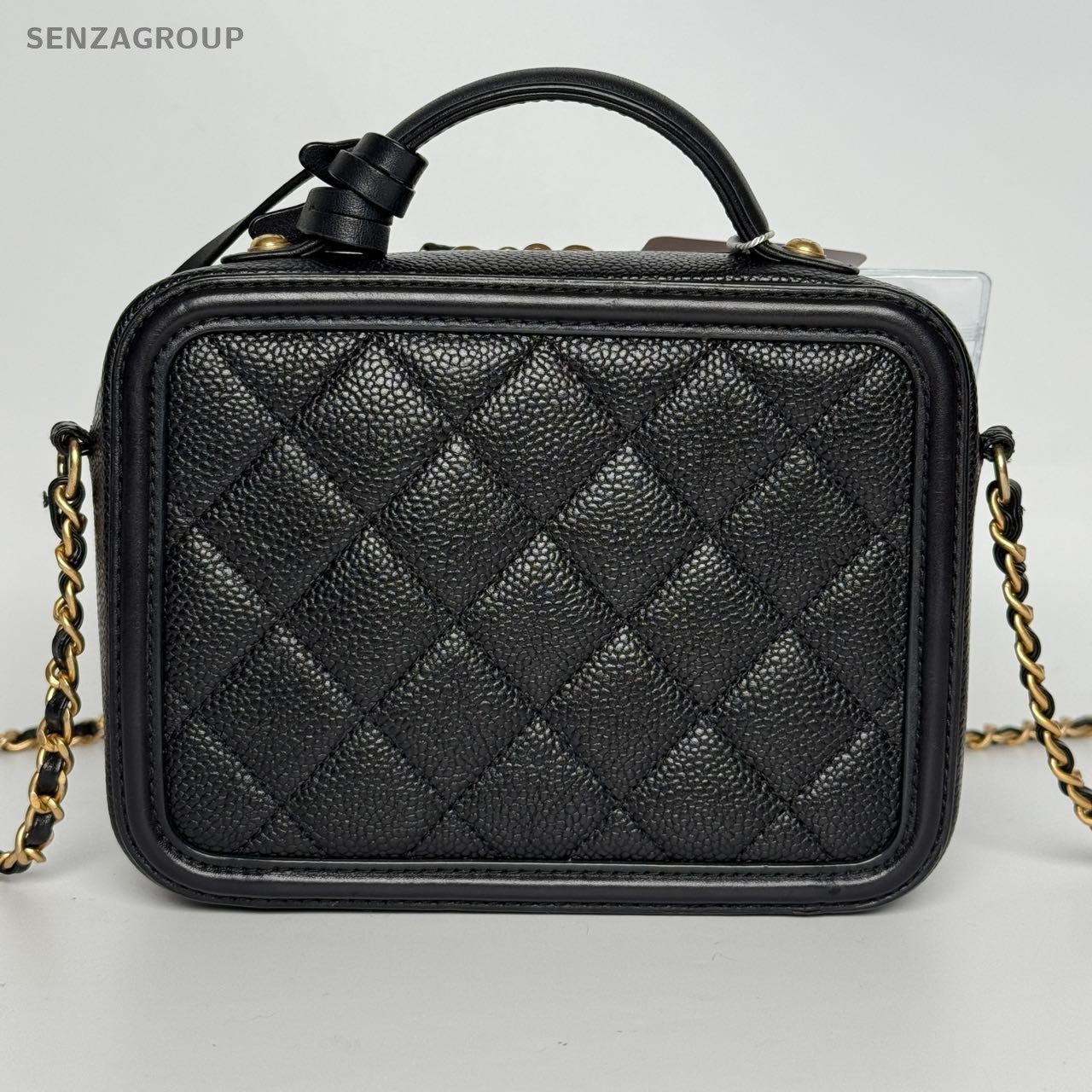 SJ0001 Chanel Vanity Case Small in Black Caviar Leather with Quilted Detail