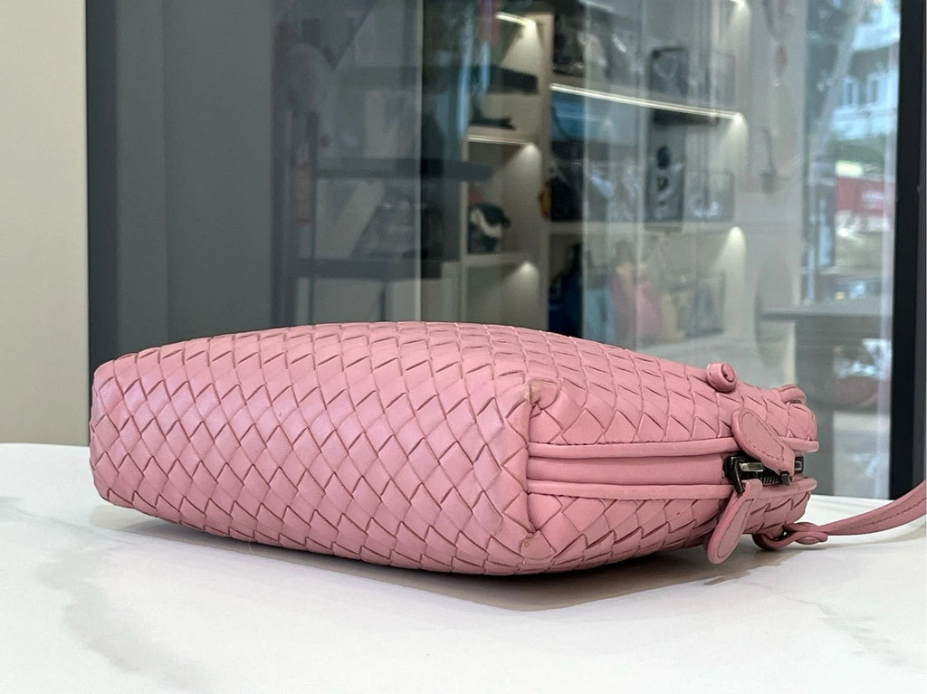 Bottega Veneta Pink Woven Crossbody Pillow Bag For Women