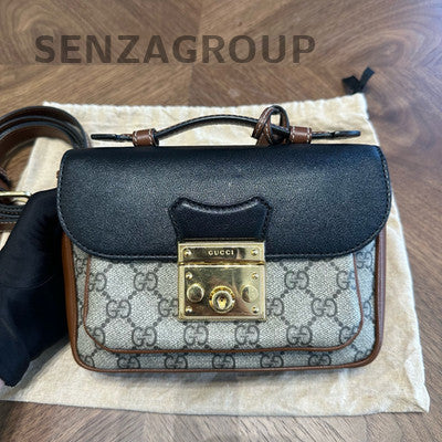 Gucci Padlock GG Monogram Shoulder Crossbody Bag Beige Gold Women