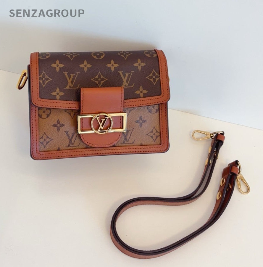 Louis Vuitton Dauphine PM Monogram Shoulder Bag Brown Gold Women Classic